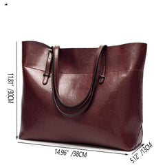 Large Capacity Faux Leather Tote Shoulder Bag for Work