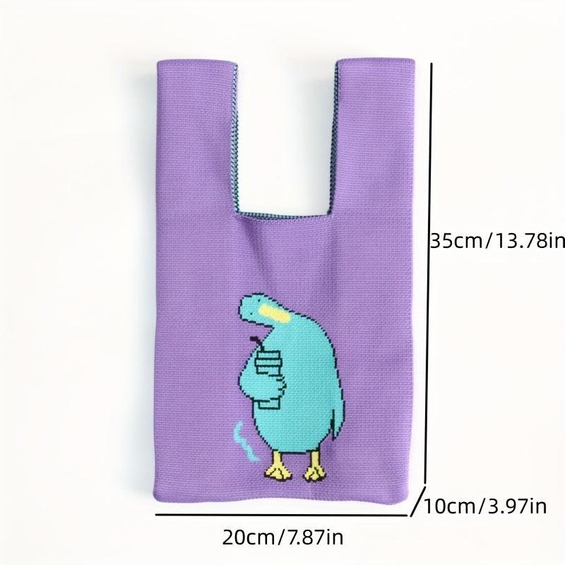 Random Pattern Knitted Casual Handbag Large Capacity Portable Versatile Tote Bag