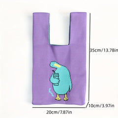 Random Pattern Knitted Casual Handbag Large Capacity Portable Versatile Tote Bag