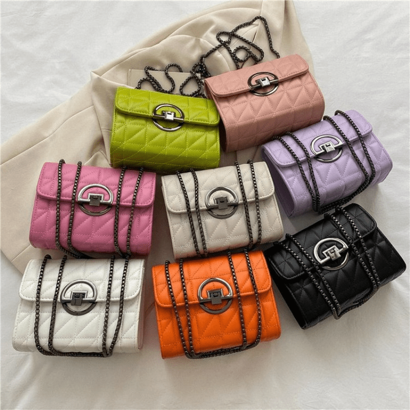 Metal Chain Magnetic Buckle Women's Cross Bag PU Leather Handbag