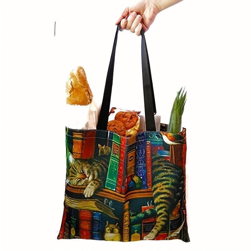 Turtle Print Canvas Tote Bag Large Capacity Shoulder Bag