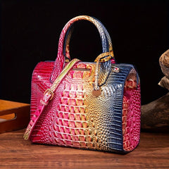 Ombre Crocodile Handbag Crossbody Satchel Purse