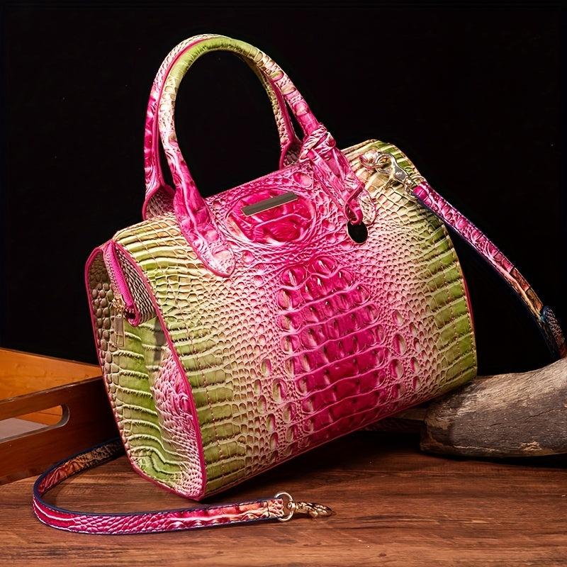 Ombre Crocodile Handbag Crossbody Satchel Purse