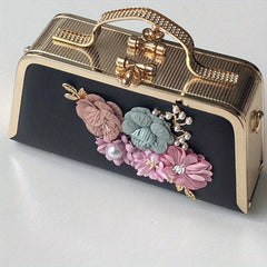 Flower Decor Crossbody Bag Mini Clutch Purse for Wedding Evening