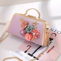 Flower Decor Crossbody Bag Mini Clutch Purse for Wedding Evening