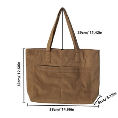 Large Capacity Corduroy Tote Bag Lightweight Shoulder Shopping Bag