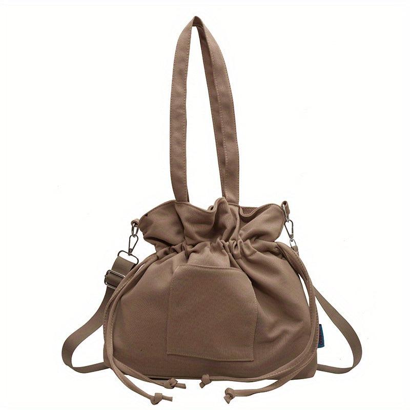 Canvas Tote Bag Drawstring Shoulder Lightweight Commuter Bag