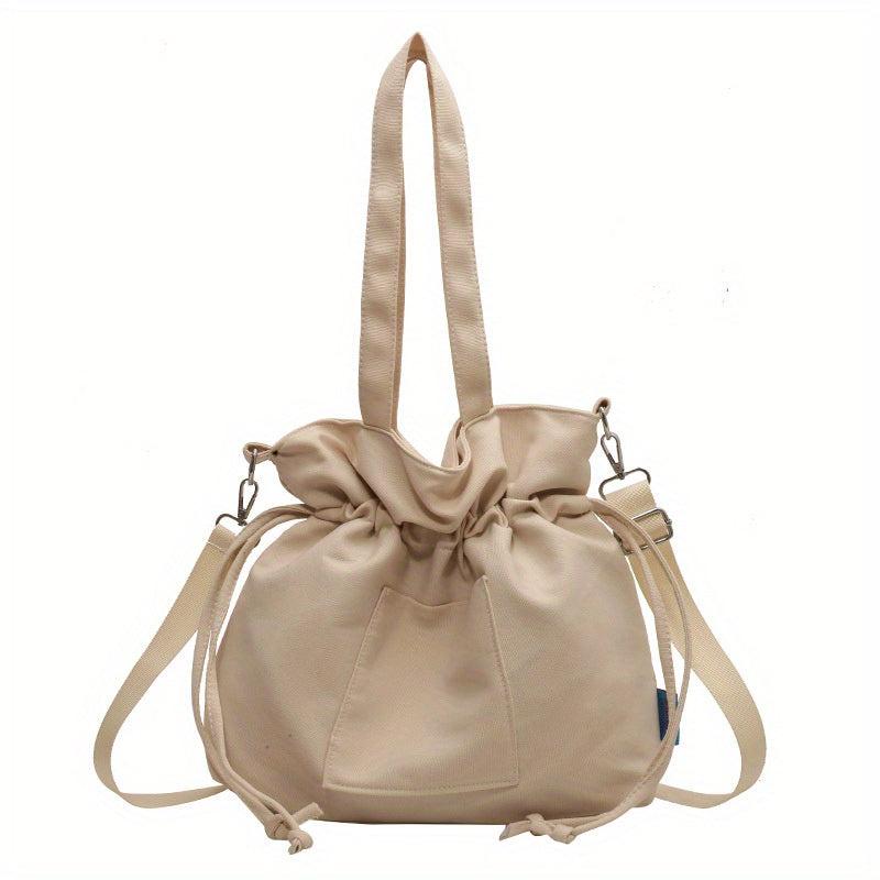 Canvas Tote Bag Drawstring Shoulder Lightweight Commuter Bag