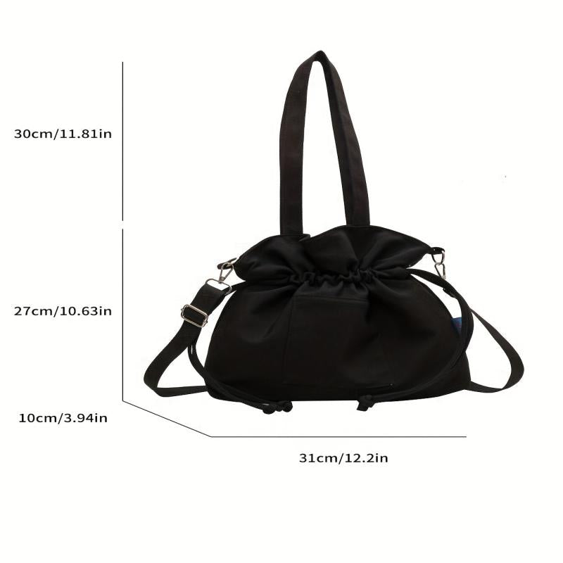 Canvas Tote Bag Drawstring Shoulder Lightweight Commuter Bag