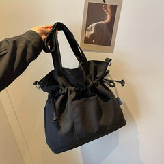 Canvas Tote Bag Drawstring Shoulder Lightweight Commuter Bag