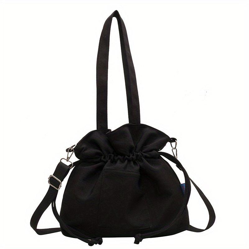 Canvas Tote Bag Drawstring Shoulder Lightweight Commuter Bag