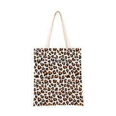 Leopard Print Canvas Tote Bag Large Capacity Shoulder Bag