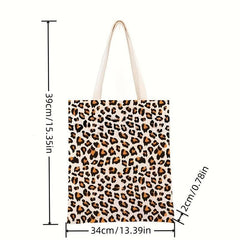 Leopard Print Canvas Tote Bag Large Capacity Shoulder Bag