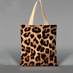Leopard Print Canvas Tote Bag Large Capacity Shoulder Bag