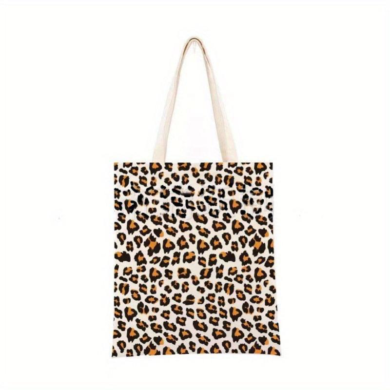 Leopard Print Canvas Tote Bag Large Capacity Shoulder Bag