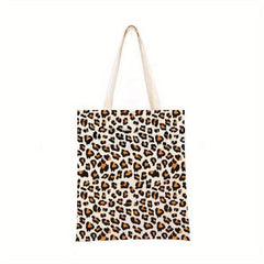 Leopard Print Canvas Tote Bag Large Capacity Shoulder Bag