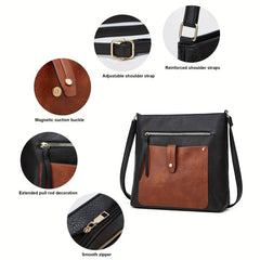 Vintage PU Leather Crossbody Bag Retro Shoulder Satchel Grunge Handbag