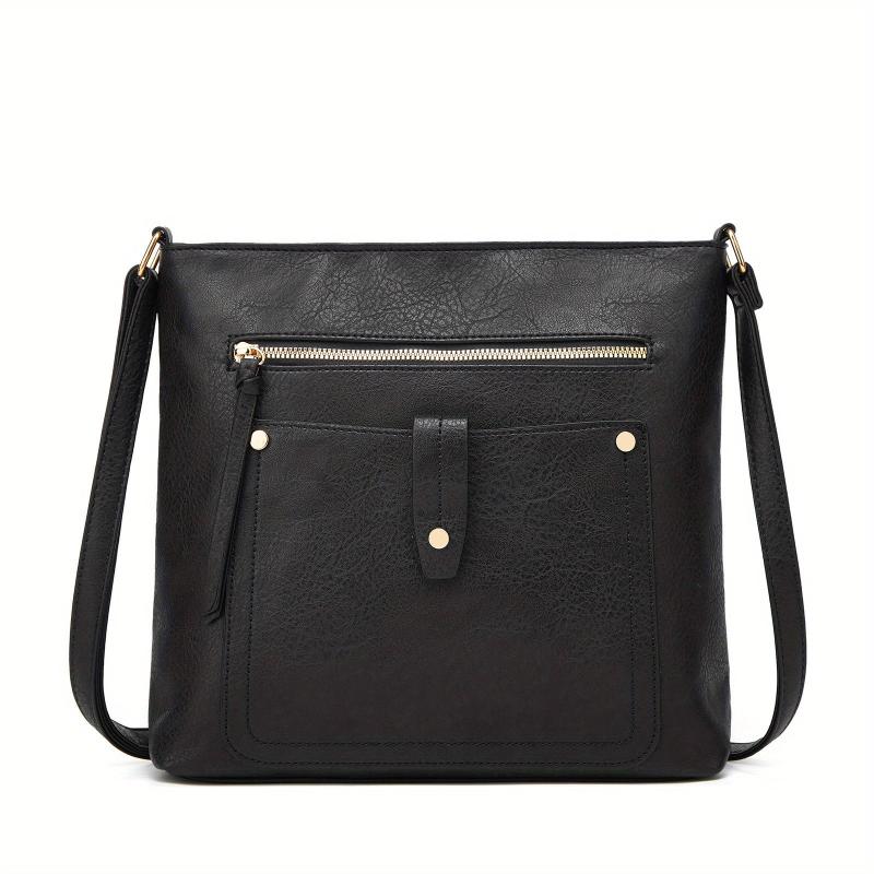 Vintage PU Leather Crossbody Bag Retro Shoulder Satchel Grunge Handbag