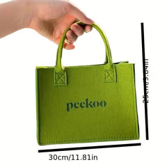 Solid Tote Bag w/Letter Embossing, Large Capacity, Shoulder Strap