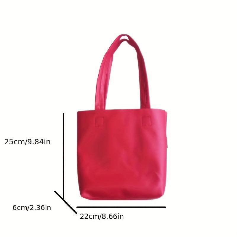 Solid Tote Bag PU Leather Shoulder Bag