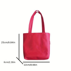 Solid Tote Bag PU Leather Shoulder Bag