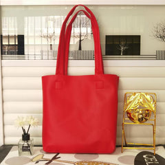 Solid Tote Bag PU Leather Shoulder Bag