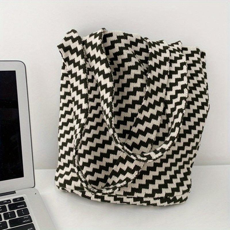 Vintage Knitted Hobo Bag Women's Woven Tote & Shoulder Purse