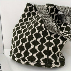 Vintage Knitted Hobo Bag Women's Woven Tote & Shoulder Purse