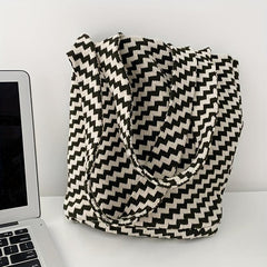 Vintage Knitted Hobo Bag Women's Woven Tote & Shoulder Purse