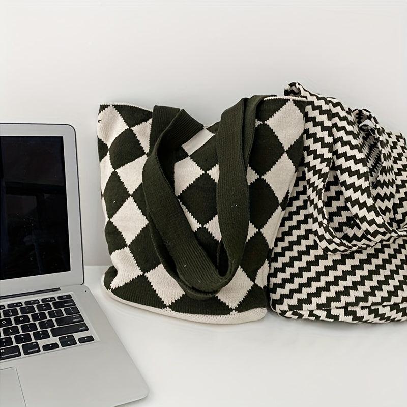Vintage Knitted Hobo Bag Women's Woven Tote & Shoulder Purse