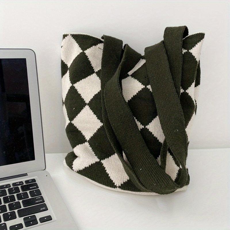 Vintage Knitted Hobo Bag Women's Woven Tote & Shoulder Purse