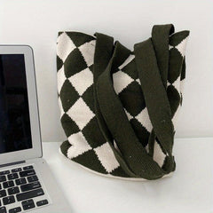 Vintage Knitted Hobo Bag Women's Woven Tote & Shoulder Purse