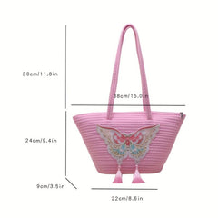 Butterfly Embroidery Shoulder Bag Large Capacity Handbag