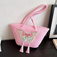Butterfly Embroidery Shoulder Bag Large Capacity Handbag