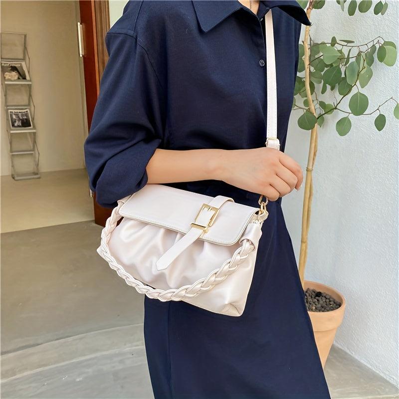 Solid Square Shoulder Bag for Women