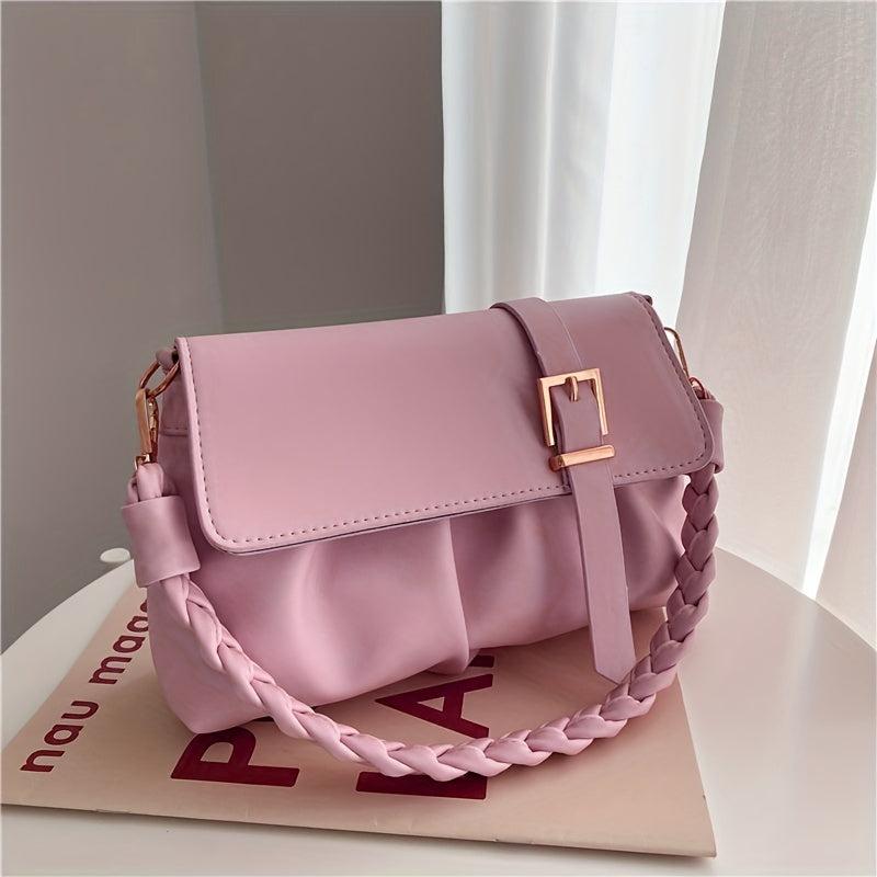 Solid Square Shoulder Bag for Women