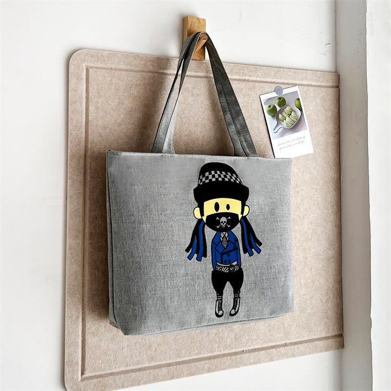 Eiffel Tower Print Canvas Tote Bag Flower Shoulder Bag