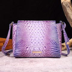 Crocodile Pattern Glossy Crossbody Bag Leather Textured Bag Purse