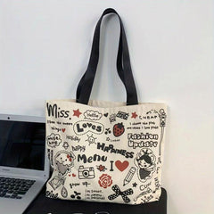 Graffiti Pattern Tote Bag Large Capacity Shoulder Bag