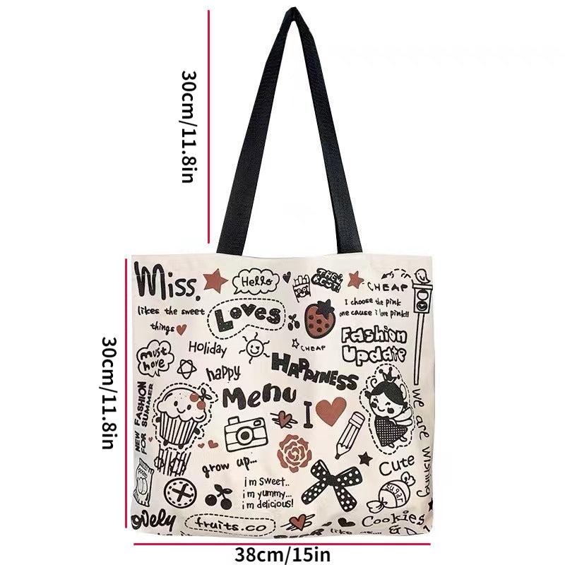 Graffiti Pattern Tote Bag Large Capacity Shoulder Bag