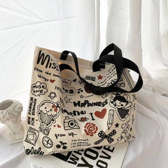 Graffiti Pattern Tote Bag Large Capacity Shoulder Bag