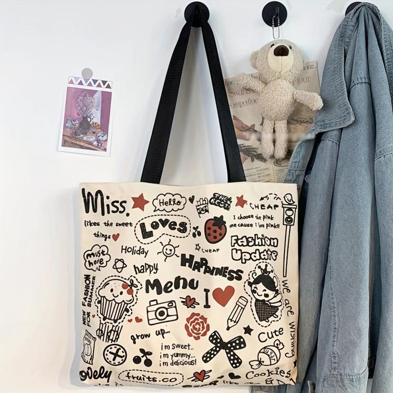 Graffiti Pattern Tote Bag Large Capacity Shoulder Bag