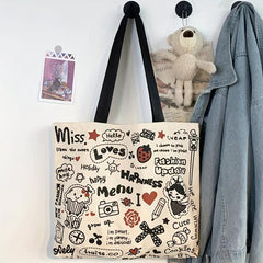 Graffiti Pattern Tote Bag Large Capacity Shoulder Bag