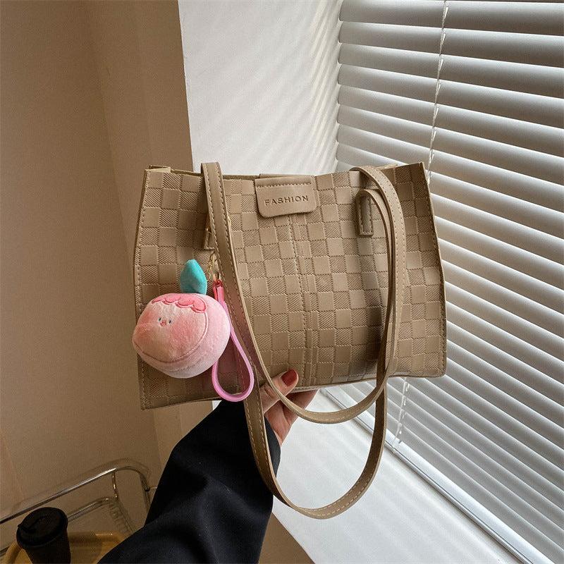 Vintage Plaid Tote Bag Retro Satchel Women's Handbag