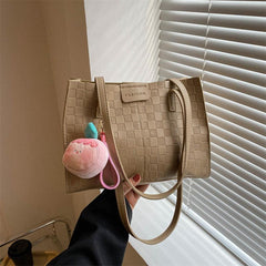 Vintage Plaid Tote Bag Retro Satchel Women's Handbag