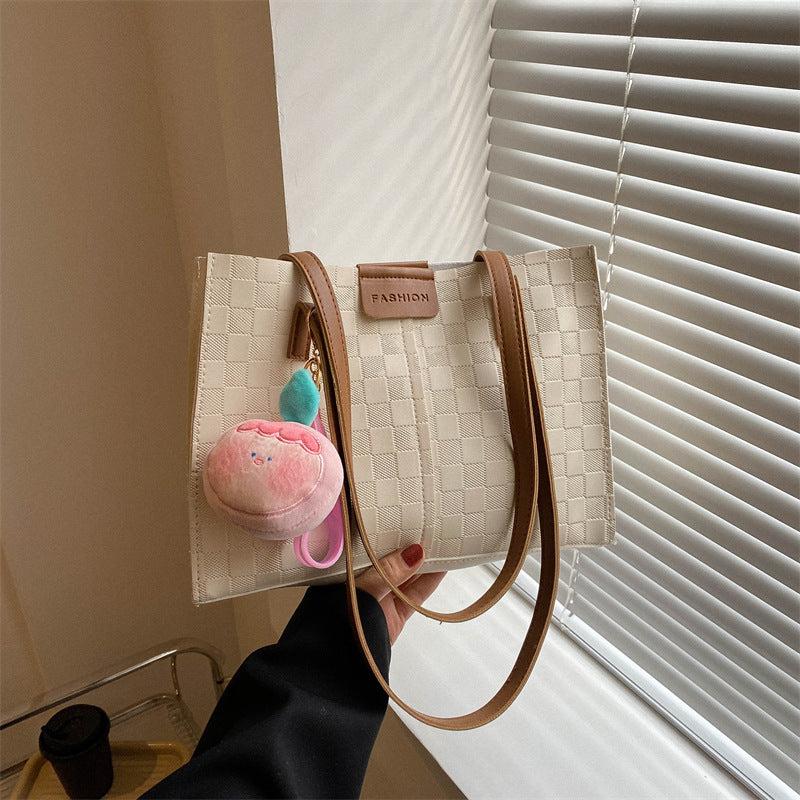 Vintage Plaid Tote Bag Retro Satchel Women's Handbag