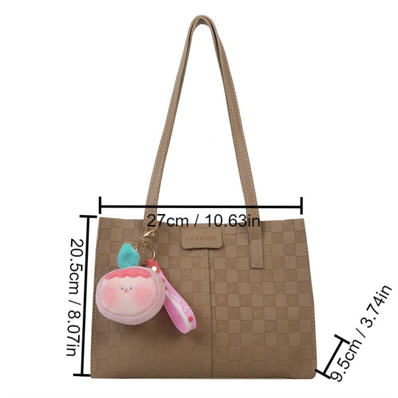 Vintage Plaid Tote Bag Retro Satchel Women's Handbag