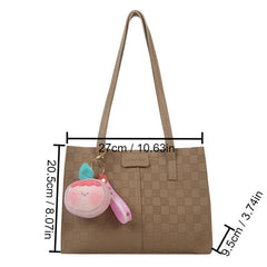 Vintage Plaid Tote Bag Retro Satchel Women's Handbag