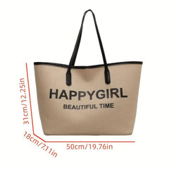 Canvas Tote Bag Letter Graphic Shoulder Bag Women's Handbag