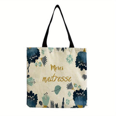 Flower Print Canvas Tote Bag Gift for Teachers and Mothers